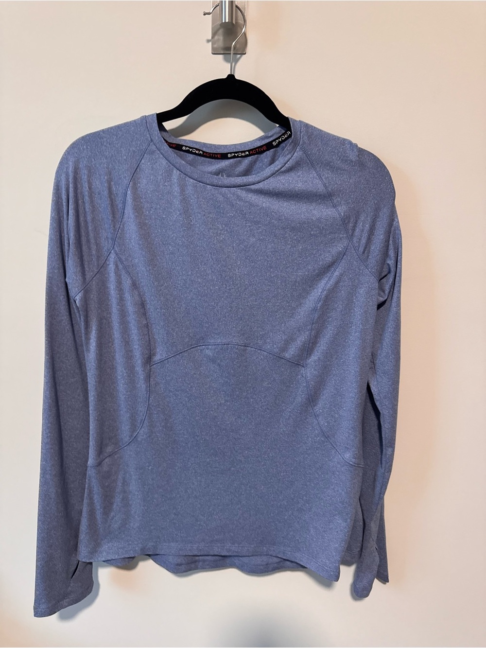 SPYDER | Women's Long Sleeve Heathered Blue Active Top Hiking Swiftly Athleisure